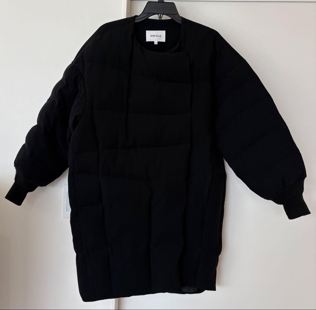ENFOLD ノーカラーダウンコート黒 38サイズ
