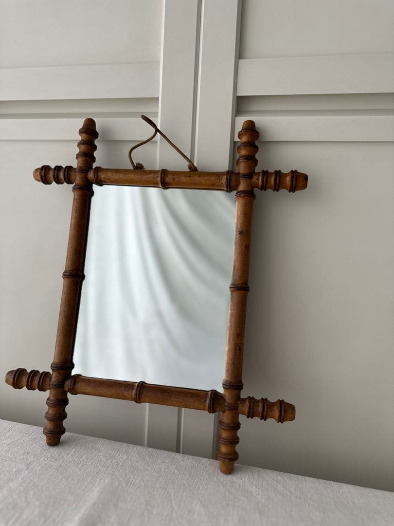 antiqueフランス アンティーク バンブーミラー 壁掛け ウォールミラー 鏡