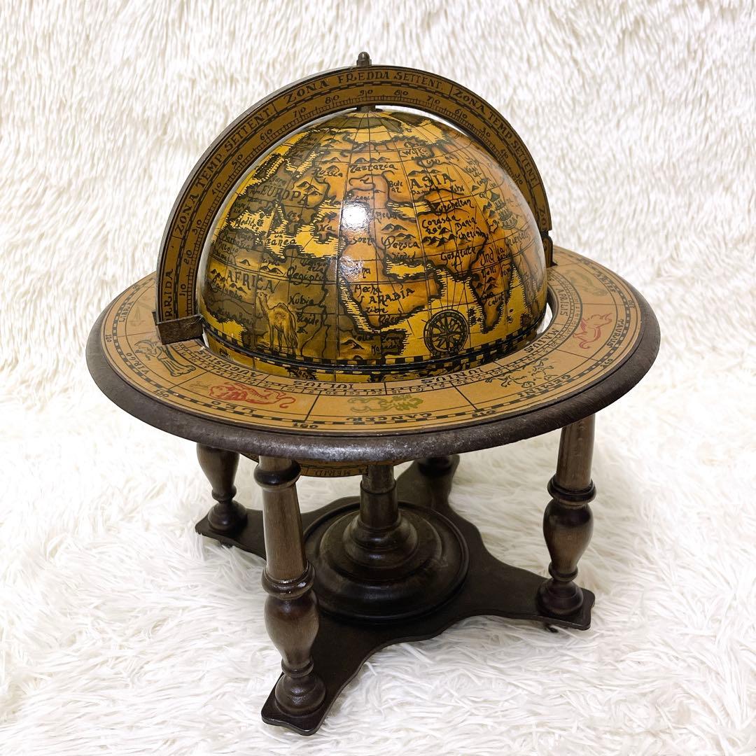 イタリアン 黄道十二宮 ヴィンテージ アンティーク 地球儀 木製 レア 希少