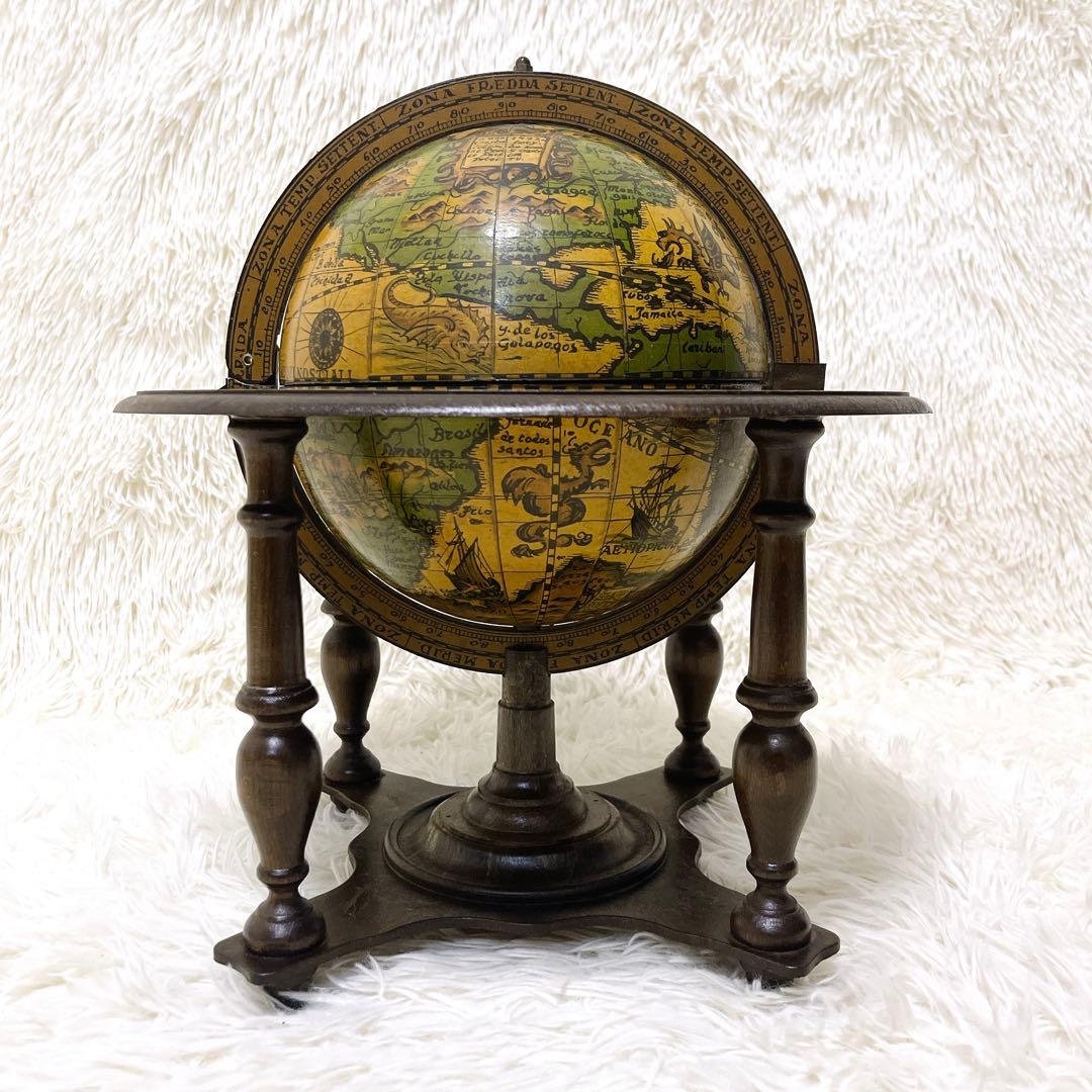 イタリアン 黄道十二宮 ヴィンテージ アンティーク 地球儀 木製 レア 希少