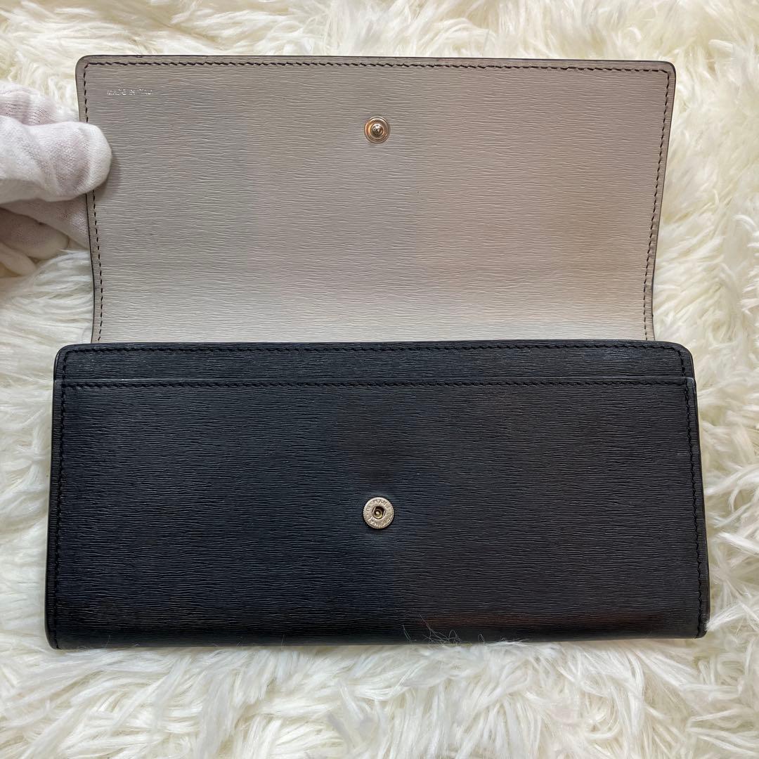 極美品 現行モデル 入手困難 長財布 マルチストライプ 銀ロゴ ブラック