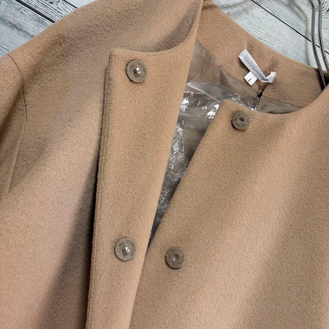 ☆未使用☆ナラカミーチェ　クルーネックコート　Ｉラインシルエット　ベージュ