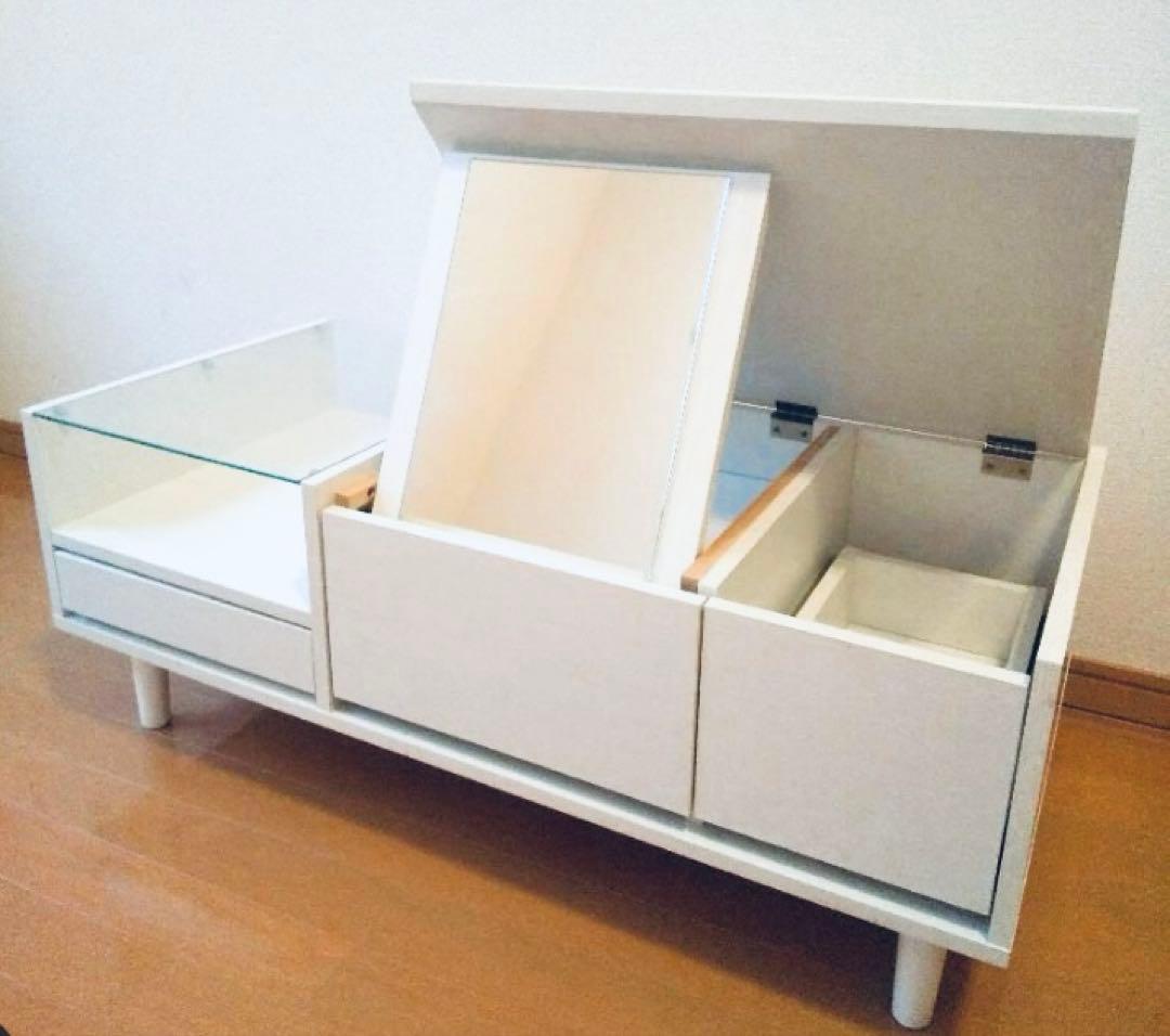 収納力抜群！【LOWYA】 ドレッサーテーブル　ローテーブル※ガラス天板別売り