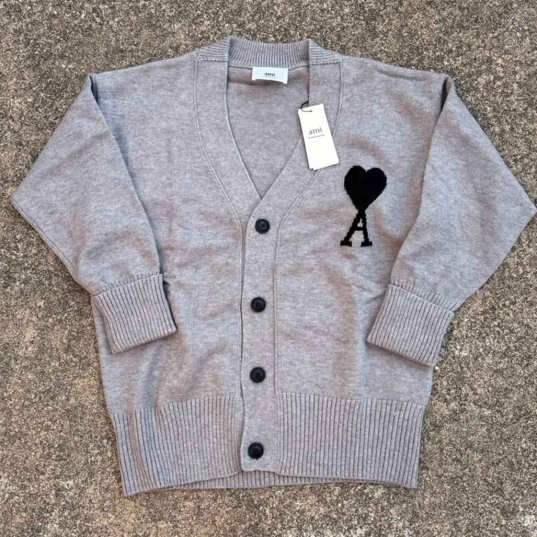 アミパリス　カーディガン　ニット　グレー×ブラック