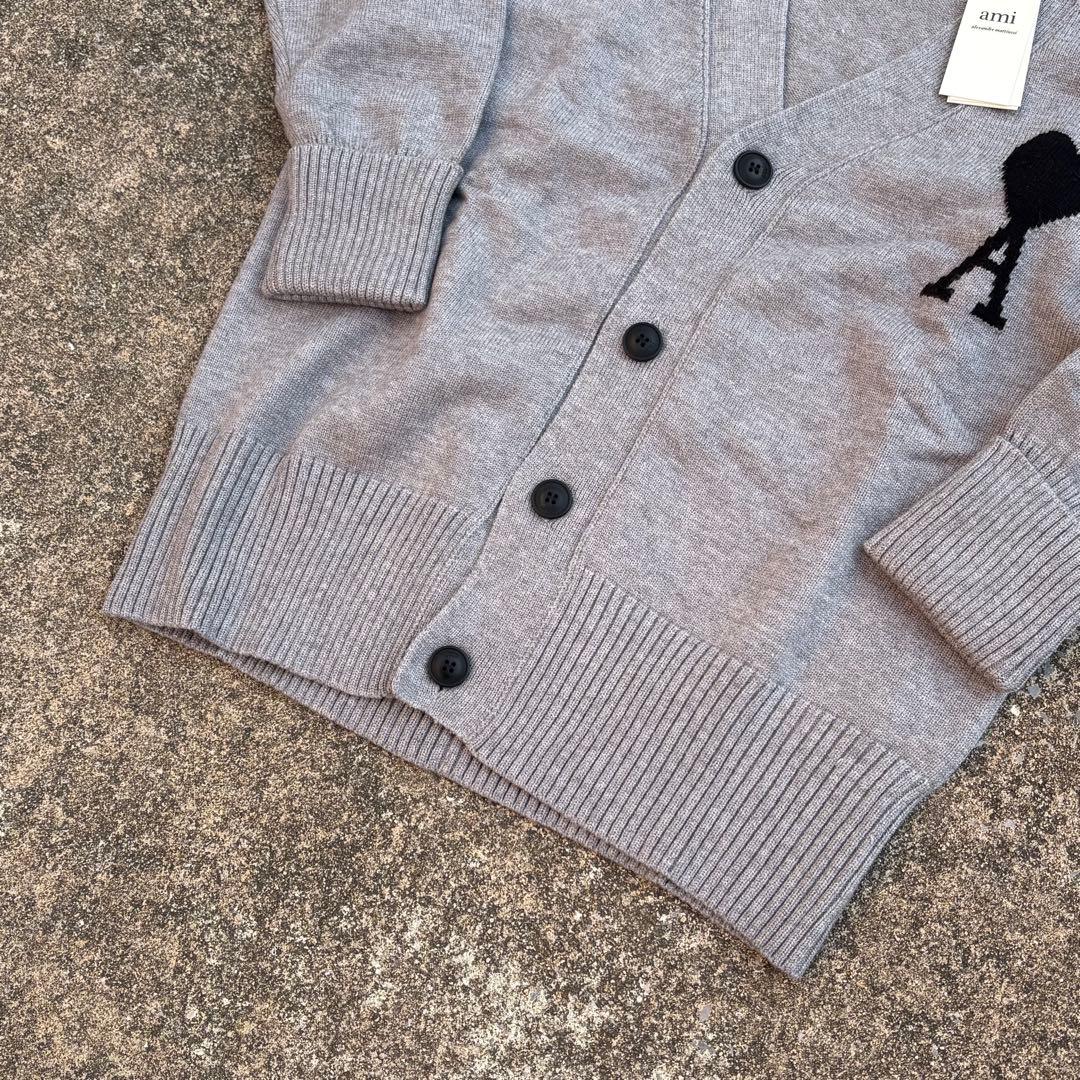 アミパリス　カーディガン　ニット　グレー×ブラック