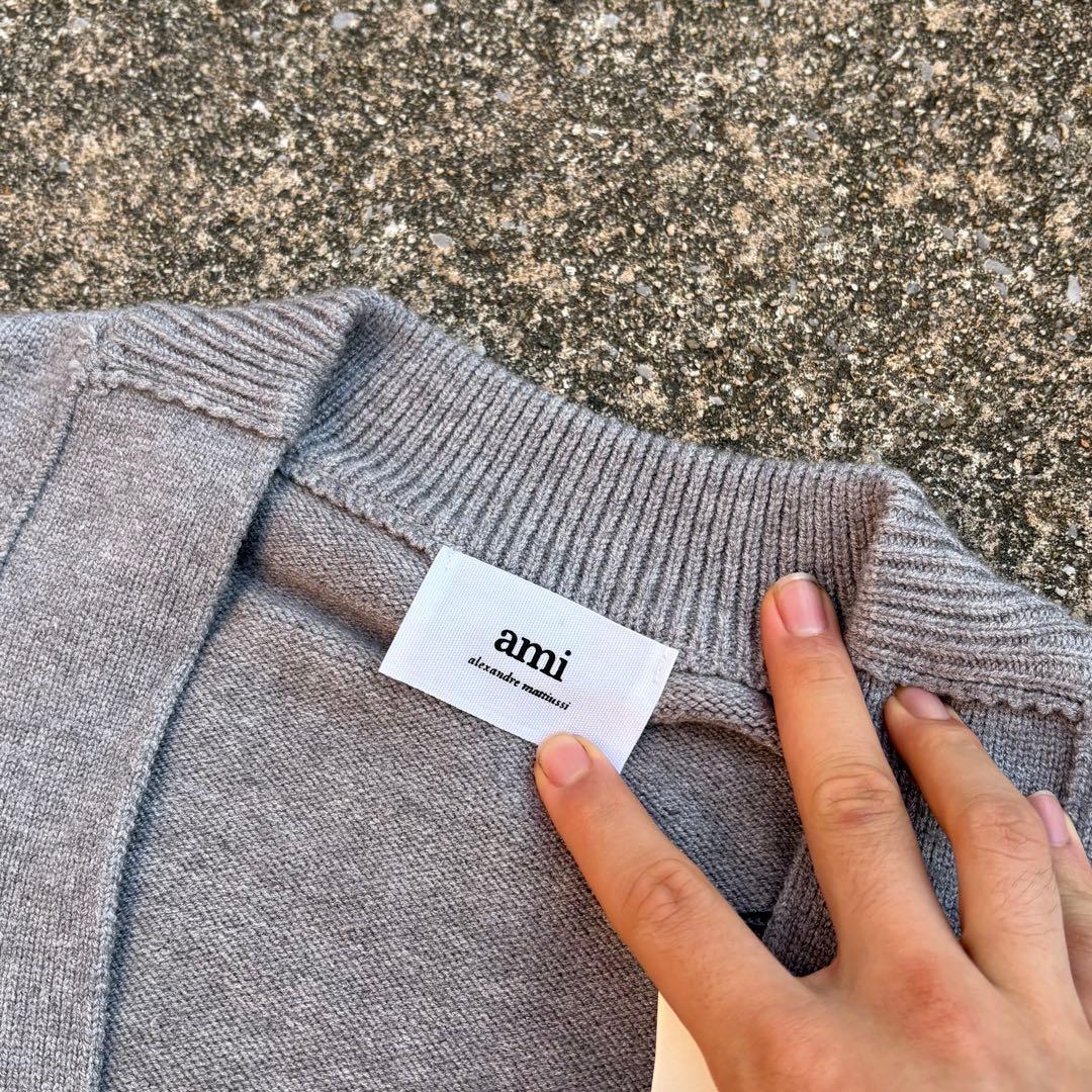 アミパリス　カーディガン　ニット　グレー×ブラック