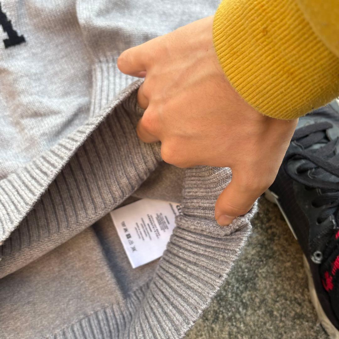 アミパリス　カーディガン　ニット　グレー×ブラック