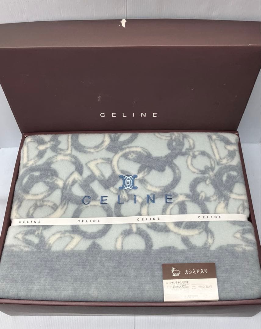 【CELINE/セリーヌ】カシミヤ入　毛布　トリオンフ　チェーン柄※未使用保管品