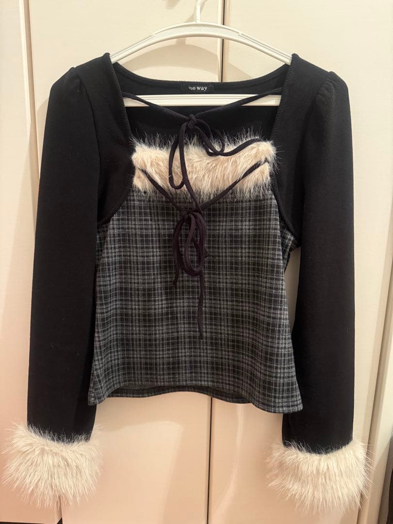oneway ファー付きボレロ風トップス ブラック