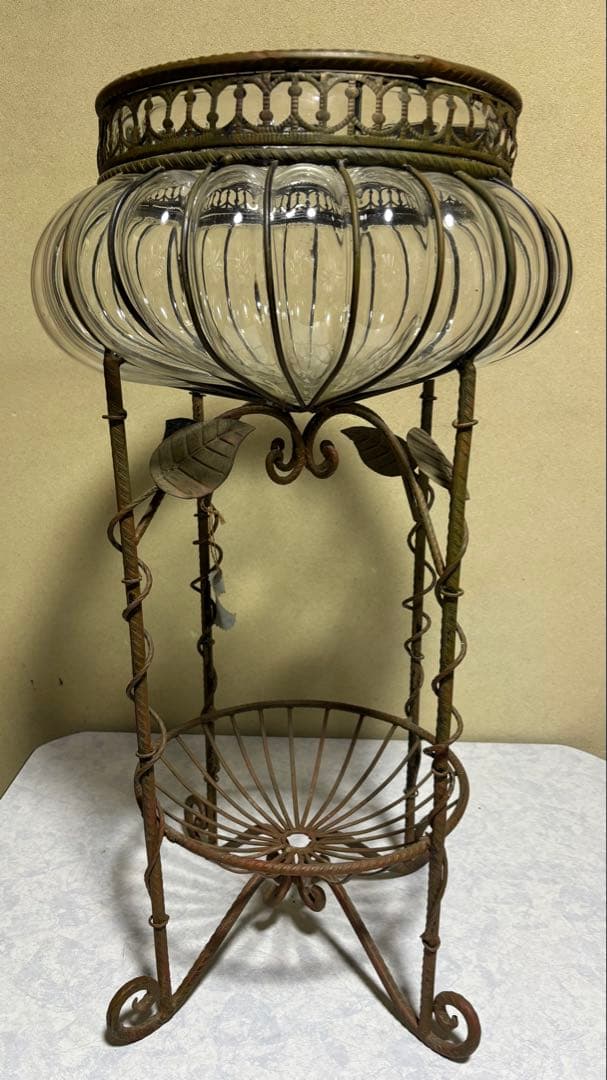 浮き玉ガラス シャビーオブジェ プランター フラワーベース 海外 アンティークG