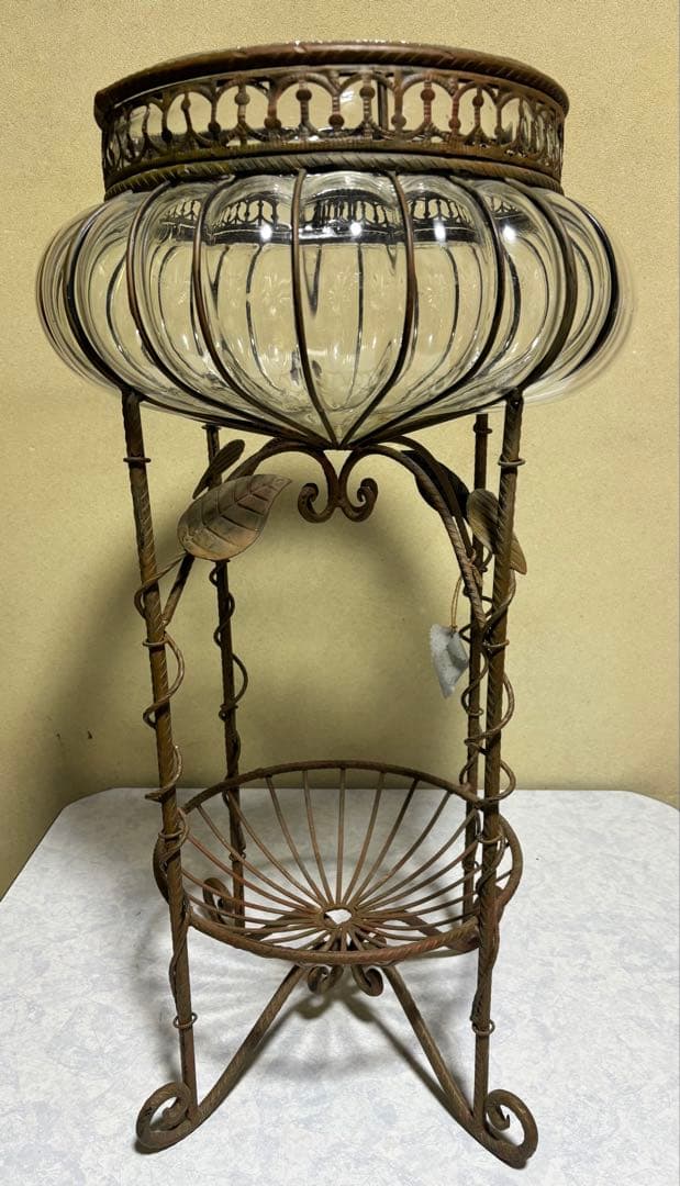 浮き玉ガラス シャビーオブジェ プランター フラワーベース 海外 アンティークG