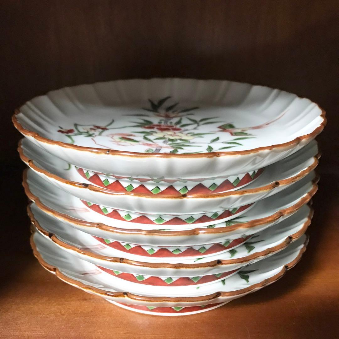 源右衛門窯 花鳥紋 銘々皿 5客揃