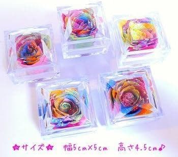 【高級プリザーブドフラワー】レインボーローズ ジュエリー