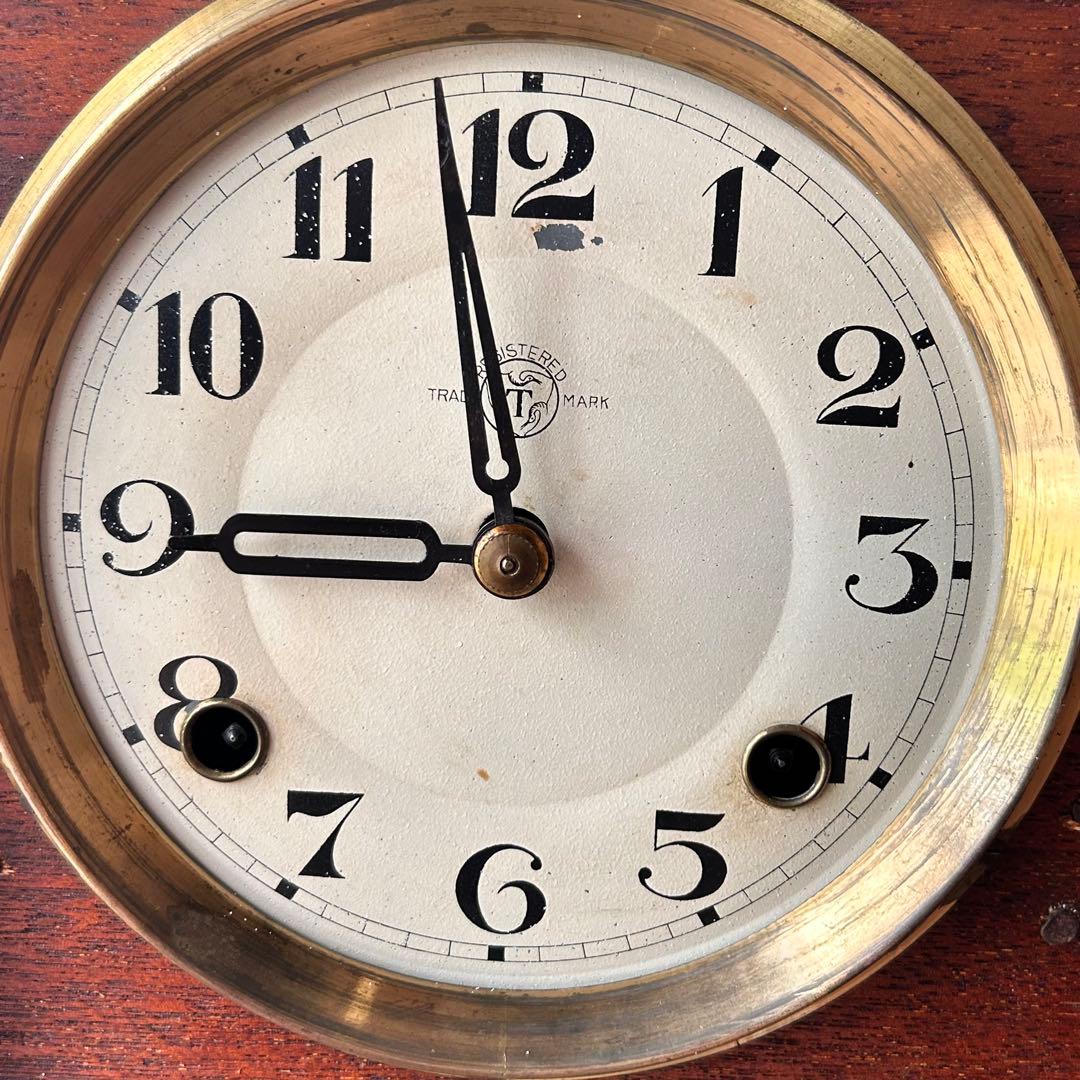 木製掛時計 【木製 掛時計】三羽鶴印製造所 ラベル付き