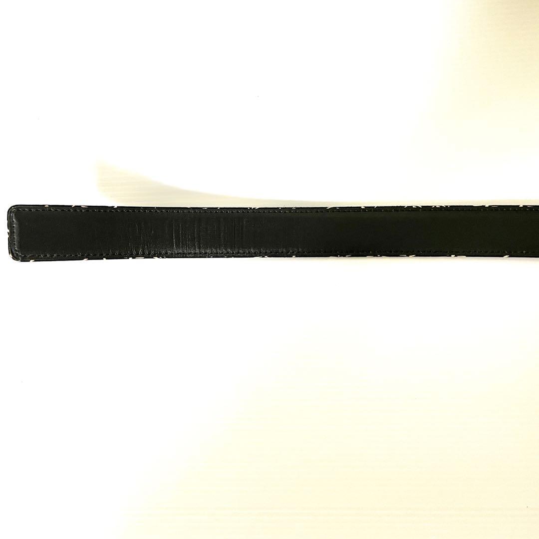 【美品】印傳屋 ベルト　印伝 インデンヤ トンボ　鹿革 レザーベルト 黒