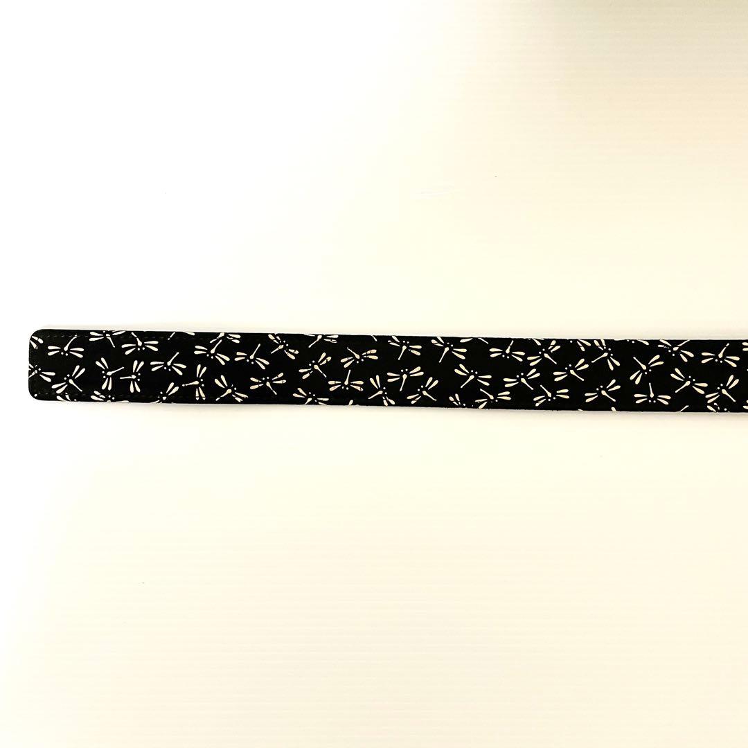 【美品】印傳屋 ベルト　印伝 インデンヤ トンボ　鹿革 レザーベルト 黒