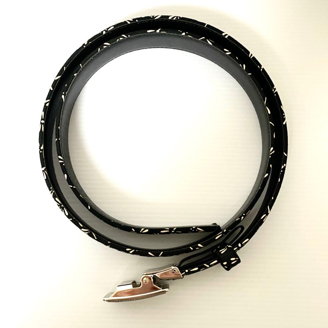 【美品】印傳屋 ベルト　印伝 インデンヤ トンボ　鹿革 レザーベルト 黒