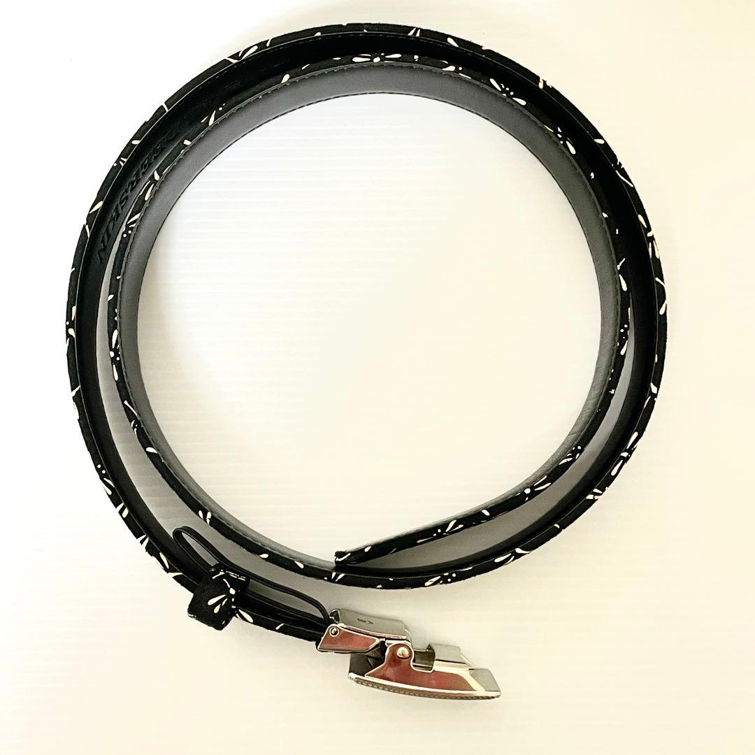 【美品】印傳屋 ベルト　印伝 インデンヤ トンボ　鹿革 レザーベルト 黒