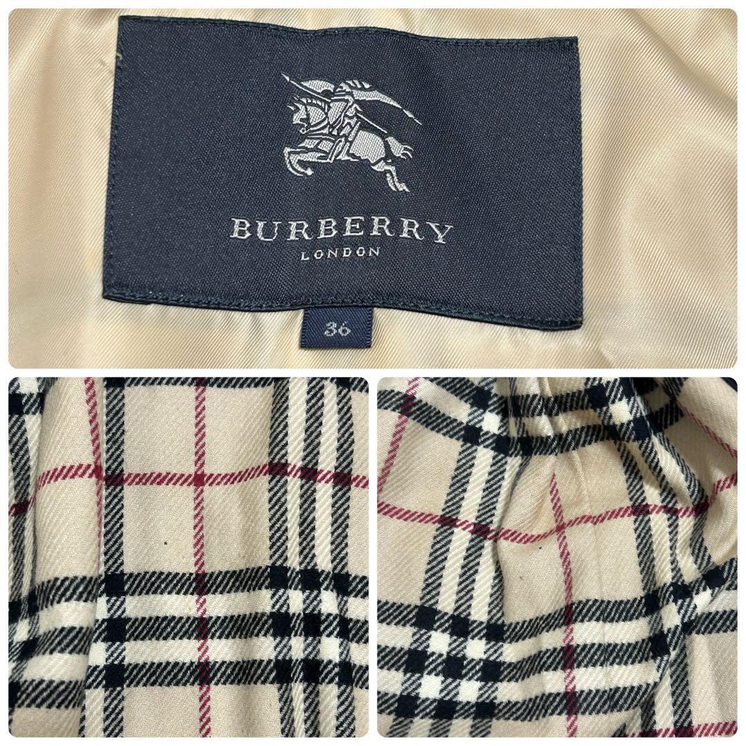 バーバリーブラックレーベル トレンチコート ノバチェック ベルト完備 黒 36