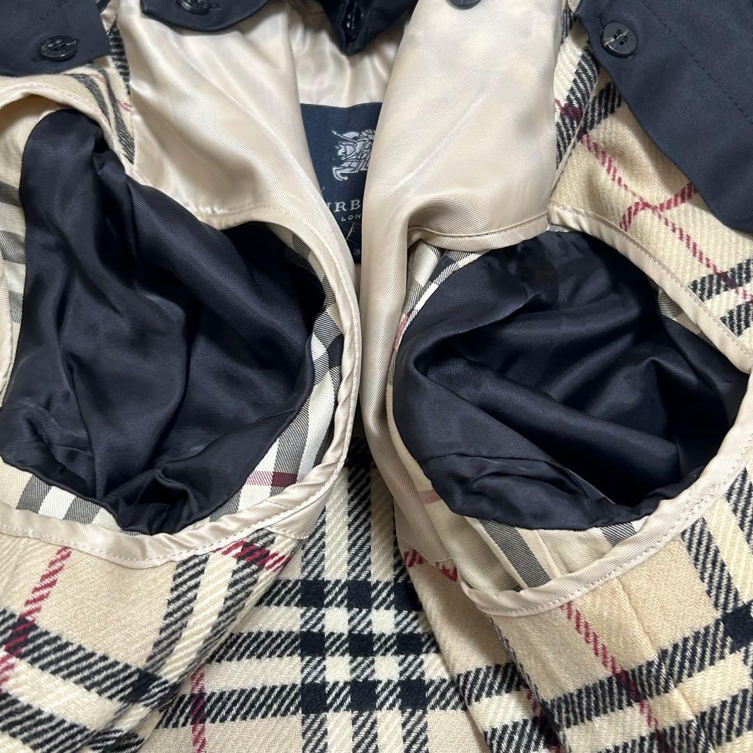 バーバリーブラックレーベル トレンチコート ノバチェック ベルト完備 黒 36