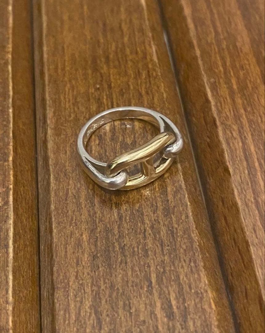 初期コマHERMES エルメス シェーヌダンクル コンビ リング サイズ48