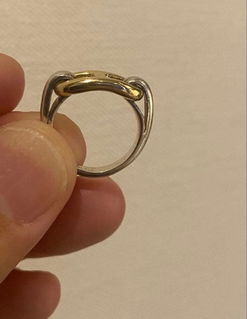 初期コマHERMES エルメス シェーヌダンクル コンビ リング サイズ48