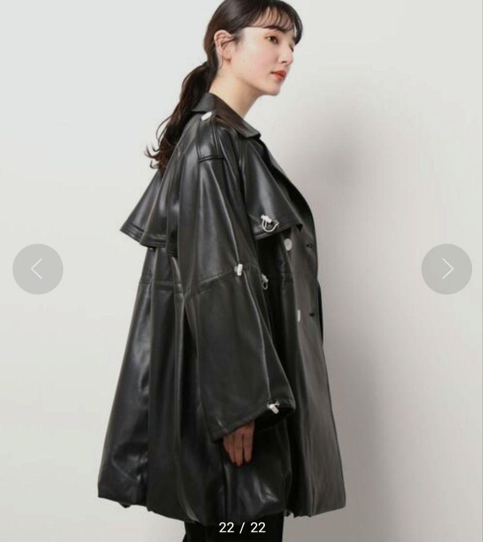 lilLilly リルリリー バルーンレザーコート ブラック