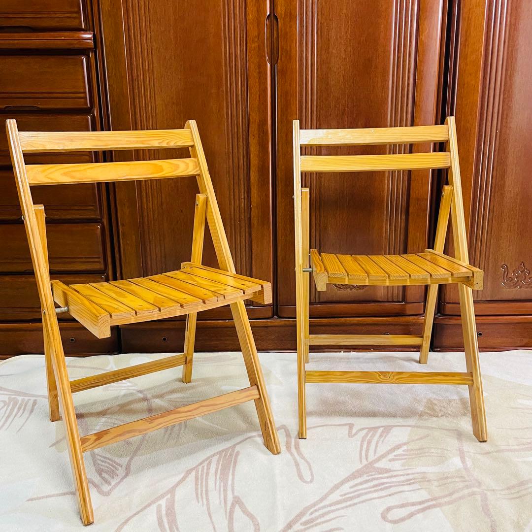 木製 折りたたみチェア 2脚セット