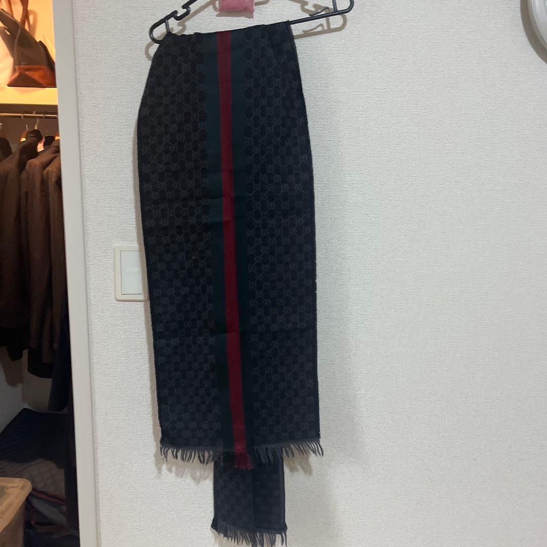 全*️様 GUCCI ダークブルー ストライプ マフラー