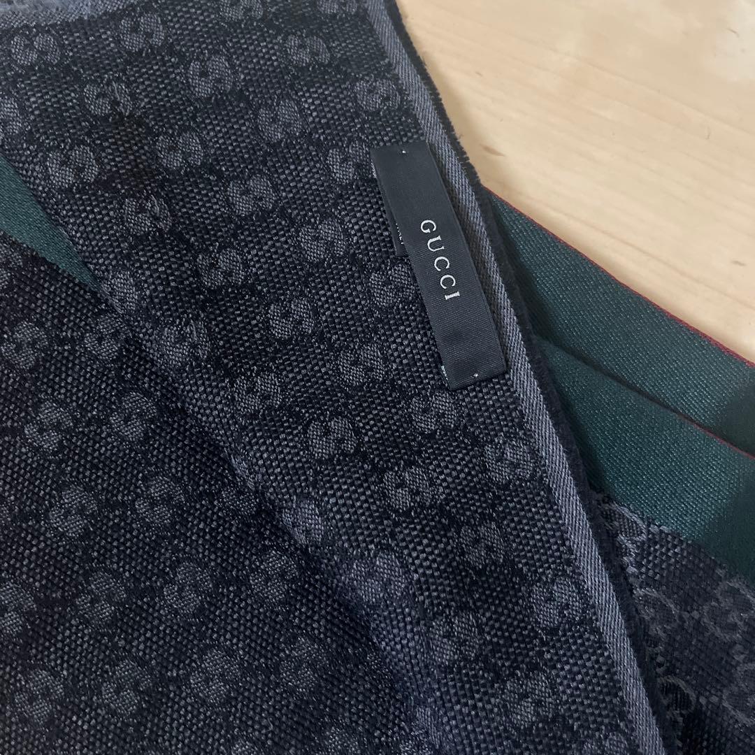 全*️様 GUCCI ダークブルー ストライプ マフラー