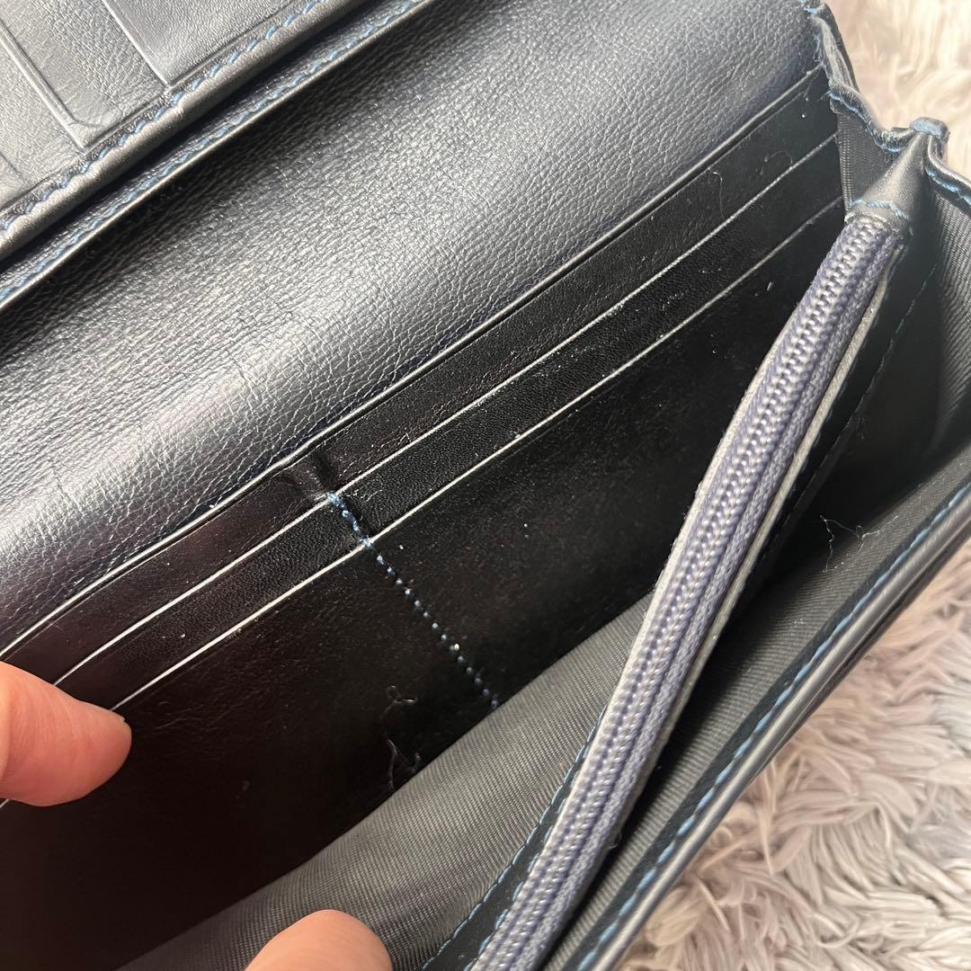 GUCCI シマ　長財布　ダークネイビー　メンズ　レディース