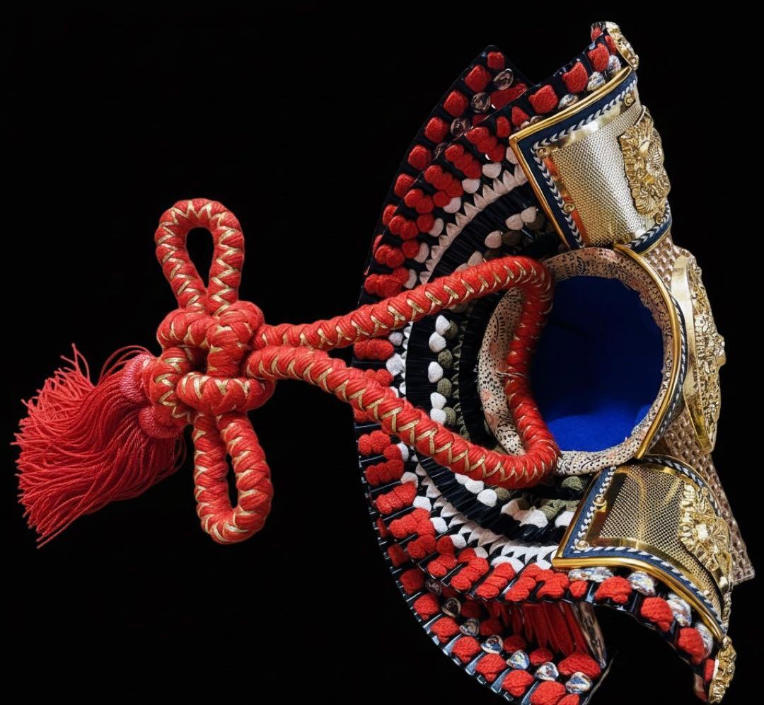 武蔵秀峰作 五月人形 兜 純金鍍金 鍬形 木札・鑑別書・箱付