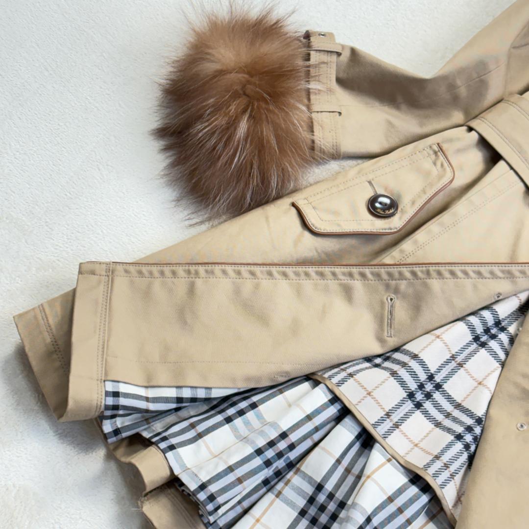 【ほぼ未使用】バーバリー ブルーレーベル トレンチコート ライナー ファー 38