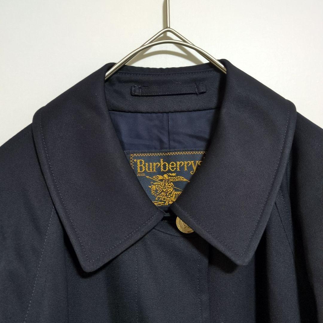美品　バーバリー　ロングコート　90s　金ボタン　紺　シャドーホース　L相当
