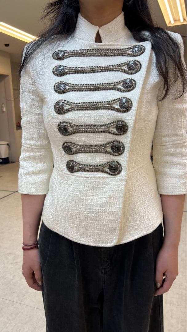 PIERRE BALMAIN ホワイトミリタリージャケット