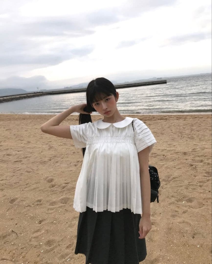 tao 2025SS ホワイト シャーリング 半袖シャツ