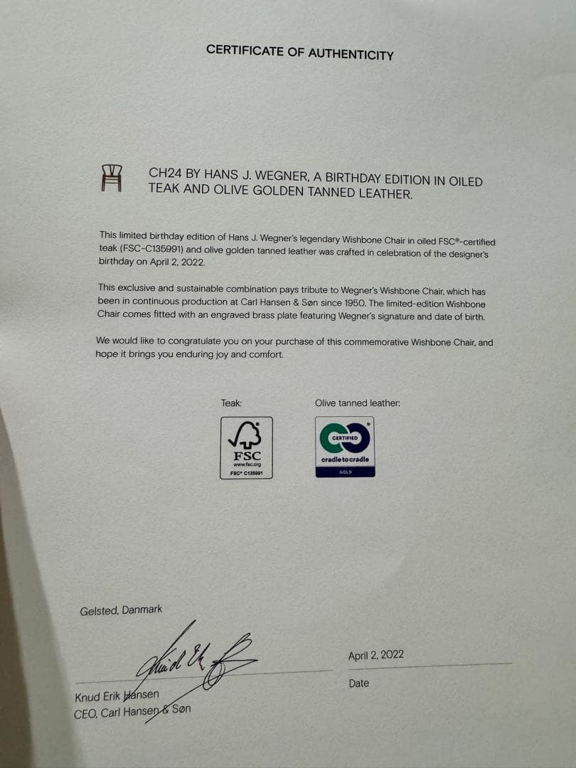 未使用 Yチェア 限定モデルCH24 BIRTHDAY