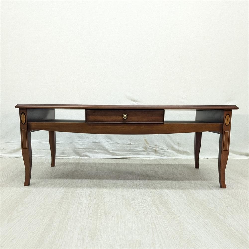 美品　東海家具　ベネチア　象嵌　センターテーブル　コーヒーテーブル　マホガニー