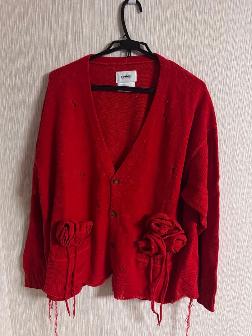 doublet フラワーコサージュカーディガン