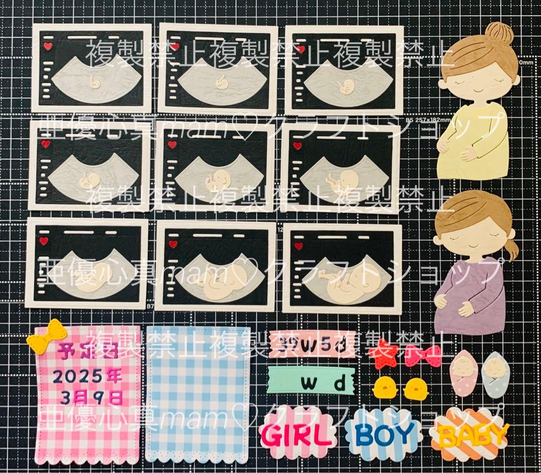 ◆オーダー用◆ ダイカット 妊婦さん エコー写真 baby