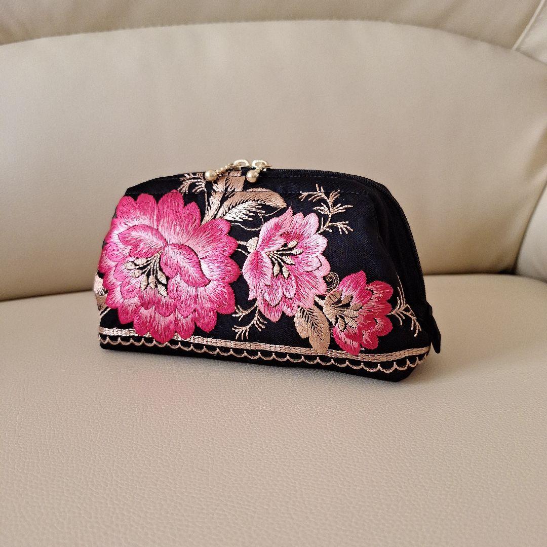 ちびくろ ハンドメイド ワイヤーポーチ お化粧ポーチ