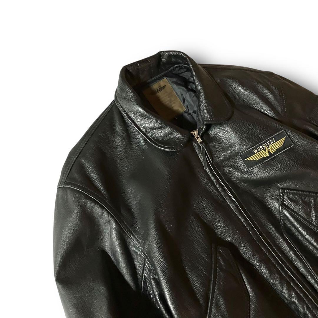 Ruu様☆vintageレザージャケットCWU-45P型フライトジャケット本革黒