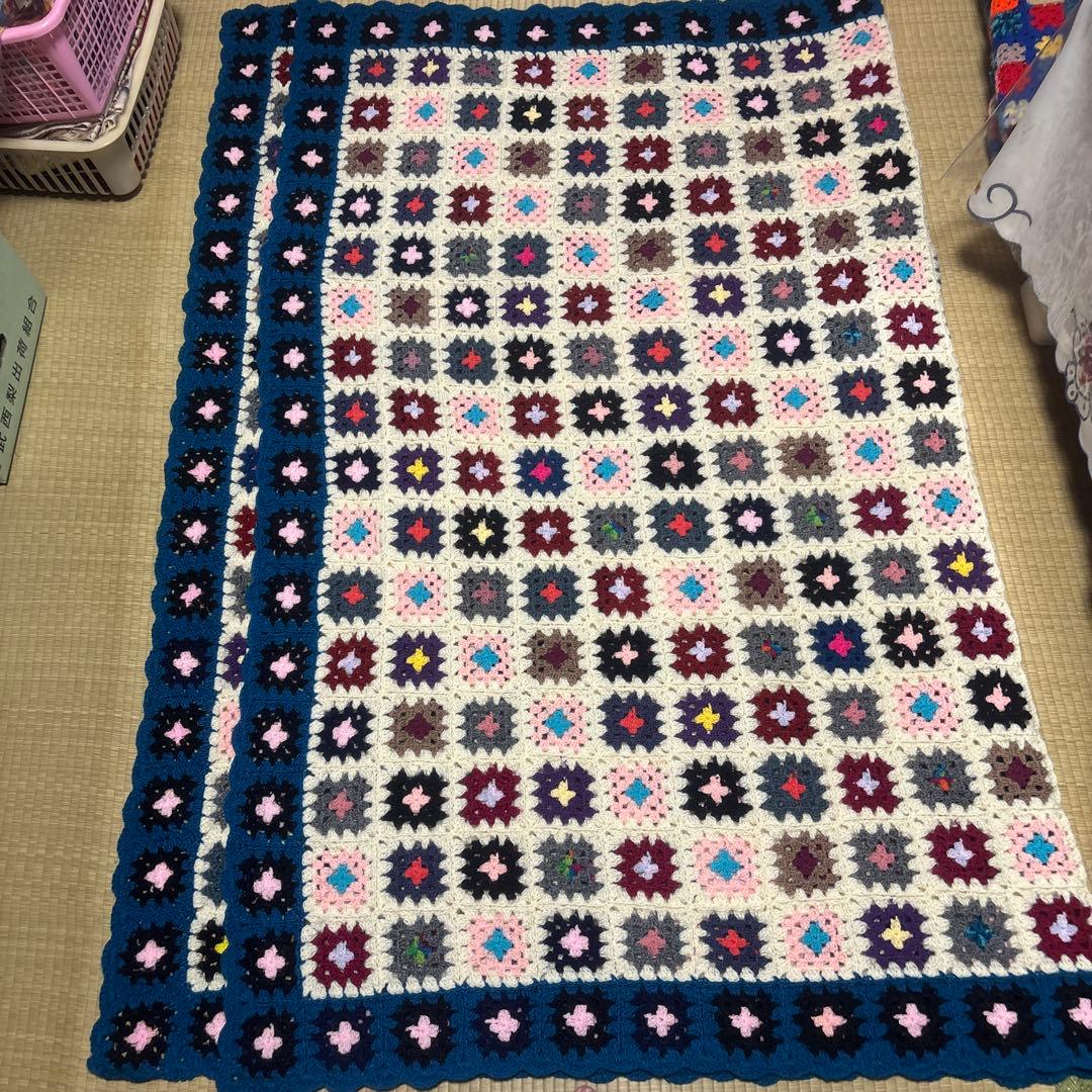 圧縮発送手編みグラニースクエアマルチカバーハンドメイド