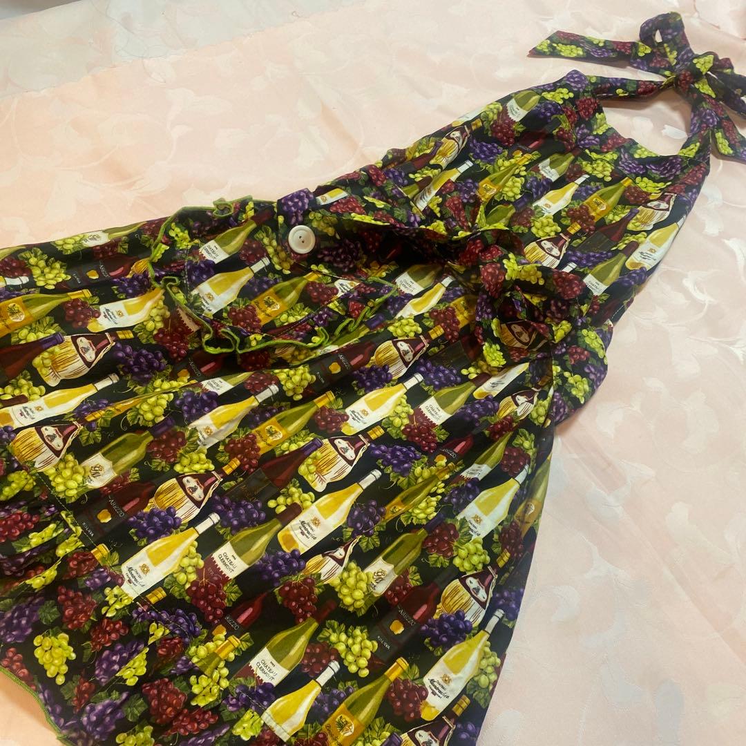 エプロン★ワイン柄★ソムリエ★ワインボトル柄★葡萄柄