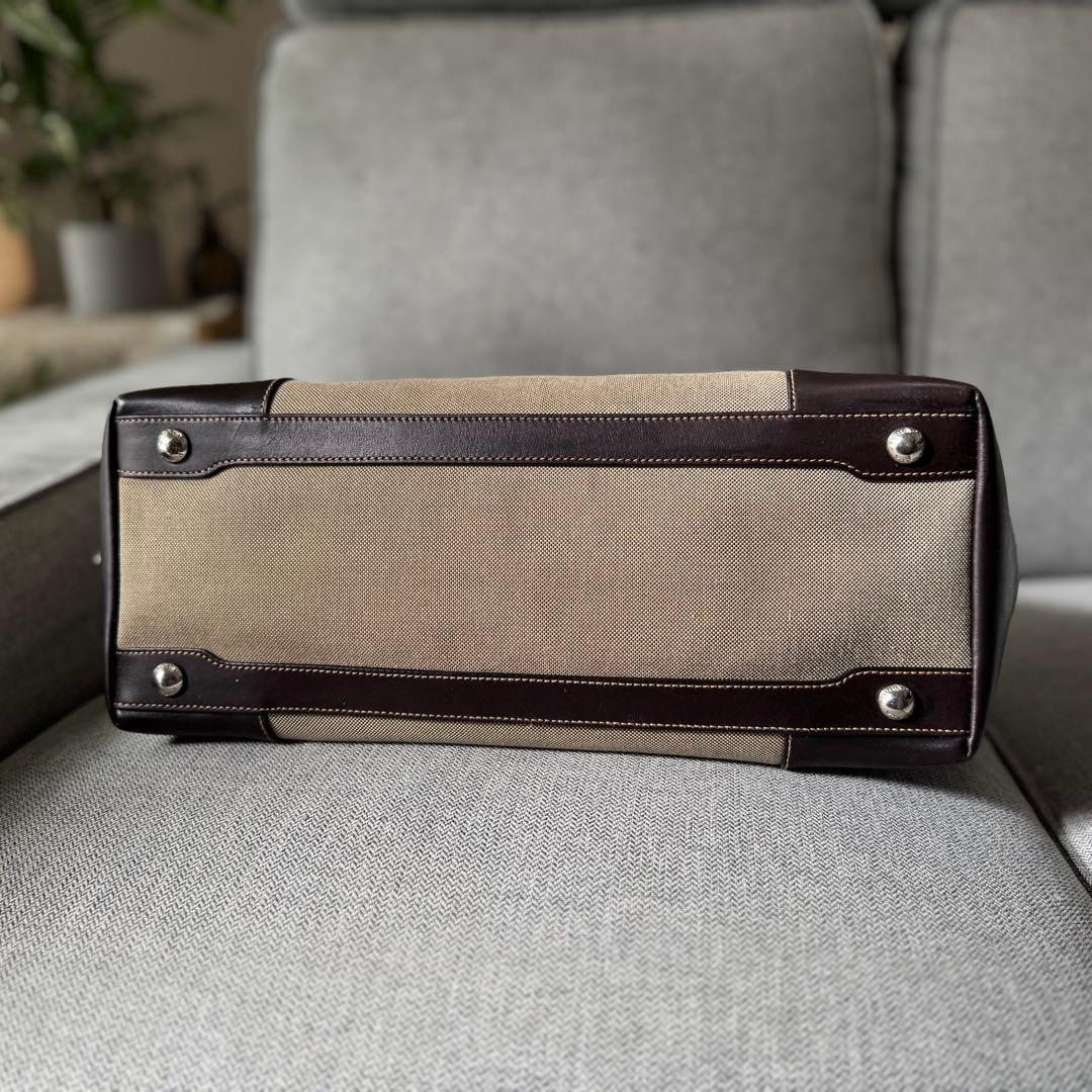 PRADA プラダ トートバッグ ジャガード レザー ベージュ ダークブラウン