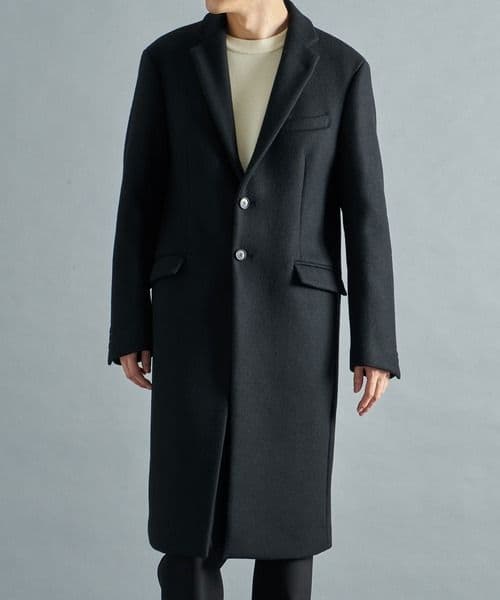 超高級4.5万カシミヤ★タグ付き★STUDIOUS チェスターコート　黒　S