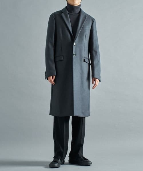 超高級4.5万カシミヤ★タグ付き★STUDIOUS チェスターコート　黒　S