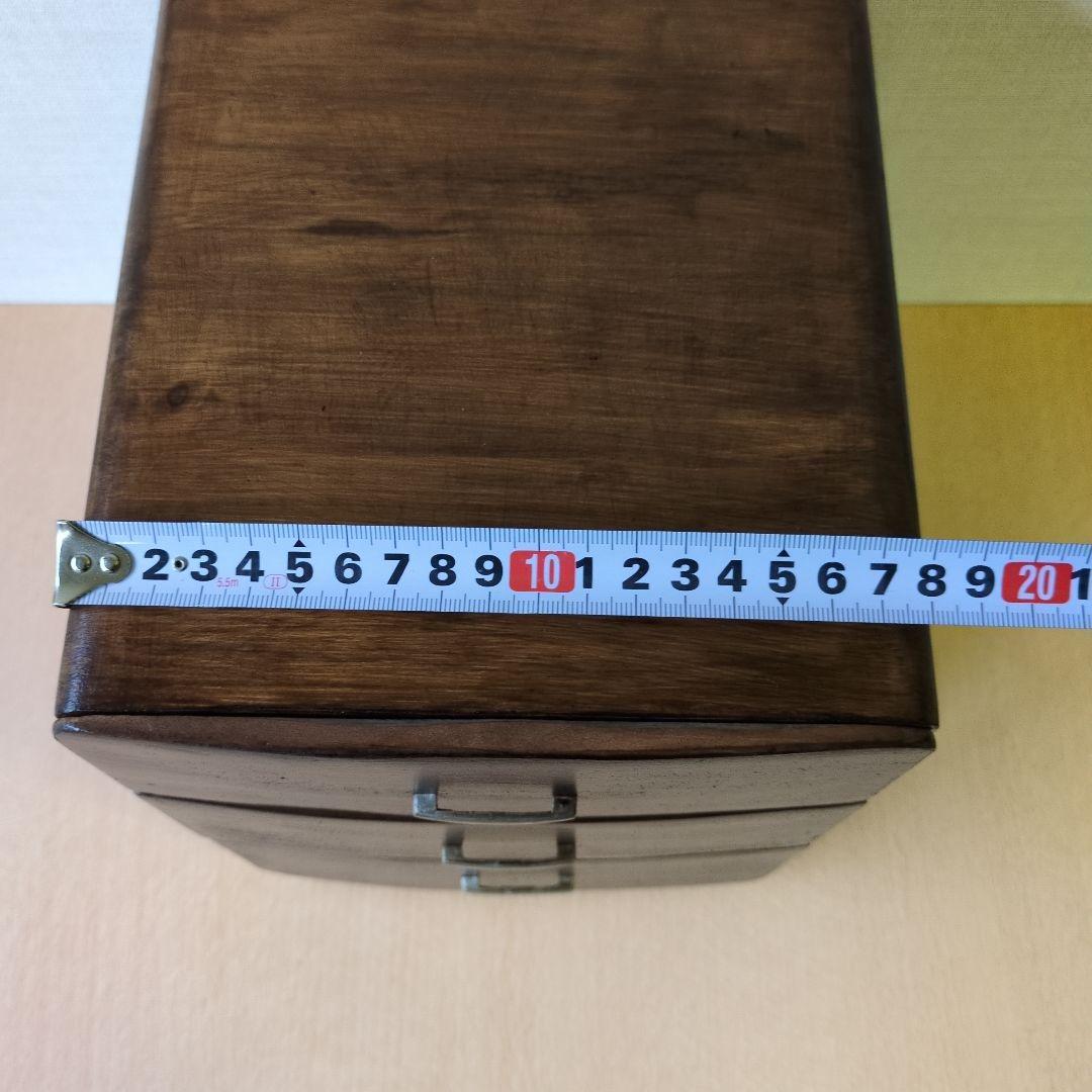 木製 3段 小物入れ 昭和レトロ　アンティーク　裁縫道具付