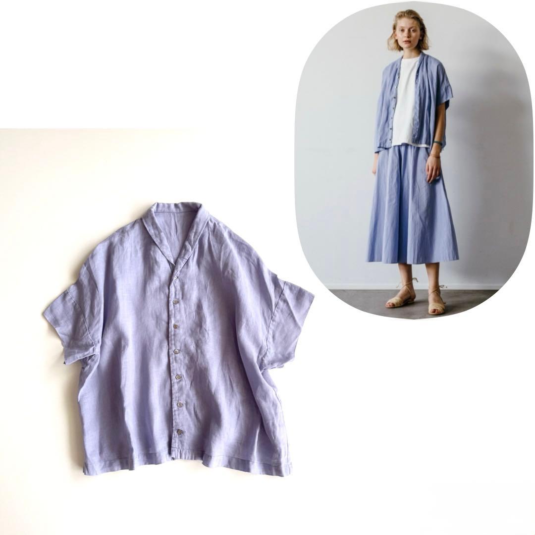 nest Robe ネストローブ リネン　パープル　半袖　シャツ　麻　開襟