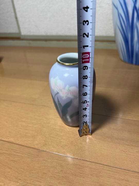 294 深川製磁　花瓶　2客　彩色磁絵　染付官窯